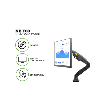 North Bayou F80 Single Deskmount 17-30" (75x100) 2-9kg ( No Box )
