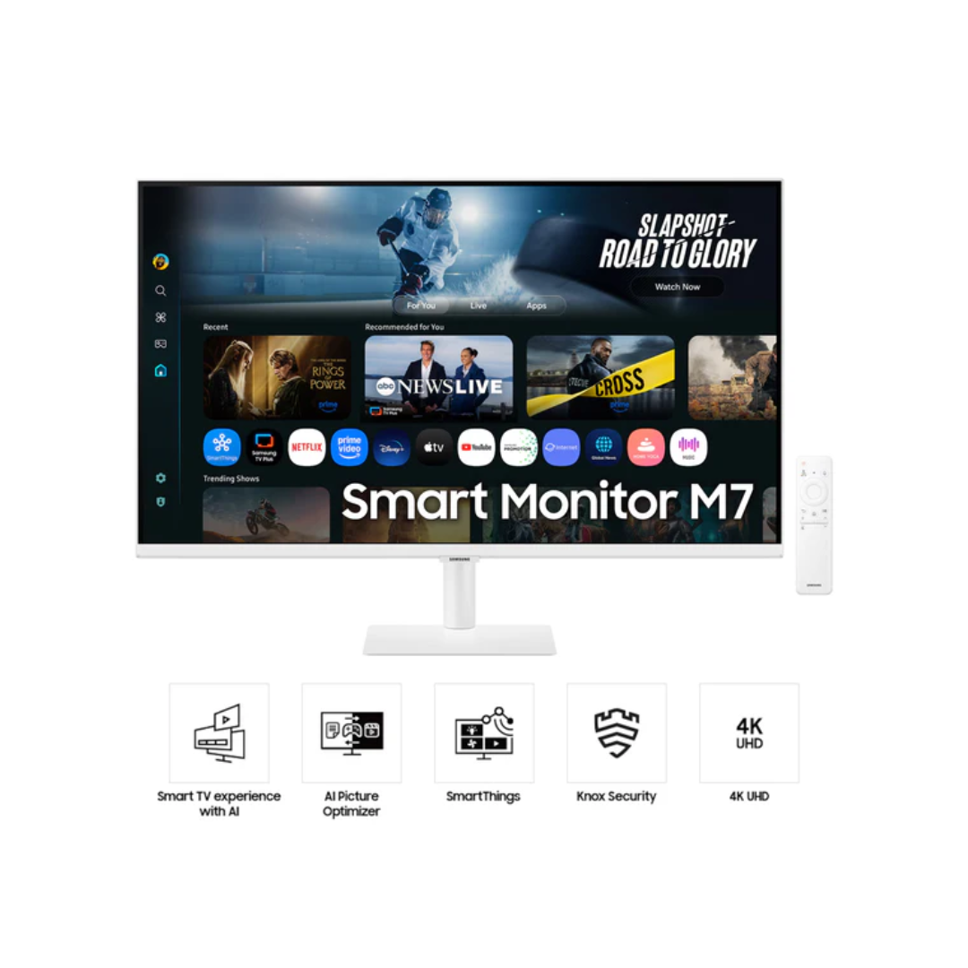 Samsung M7 M70F LS32FM701UEXXP 32" VA 60Hz 4K 3840x2160 4ms GTG Smart Vision AI, Smart TV Experience with AI, AI Picture Optimizer, Knox Security Monitor with Tilt Adjustment