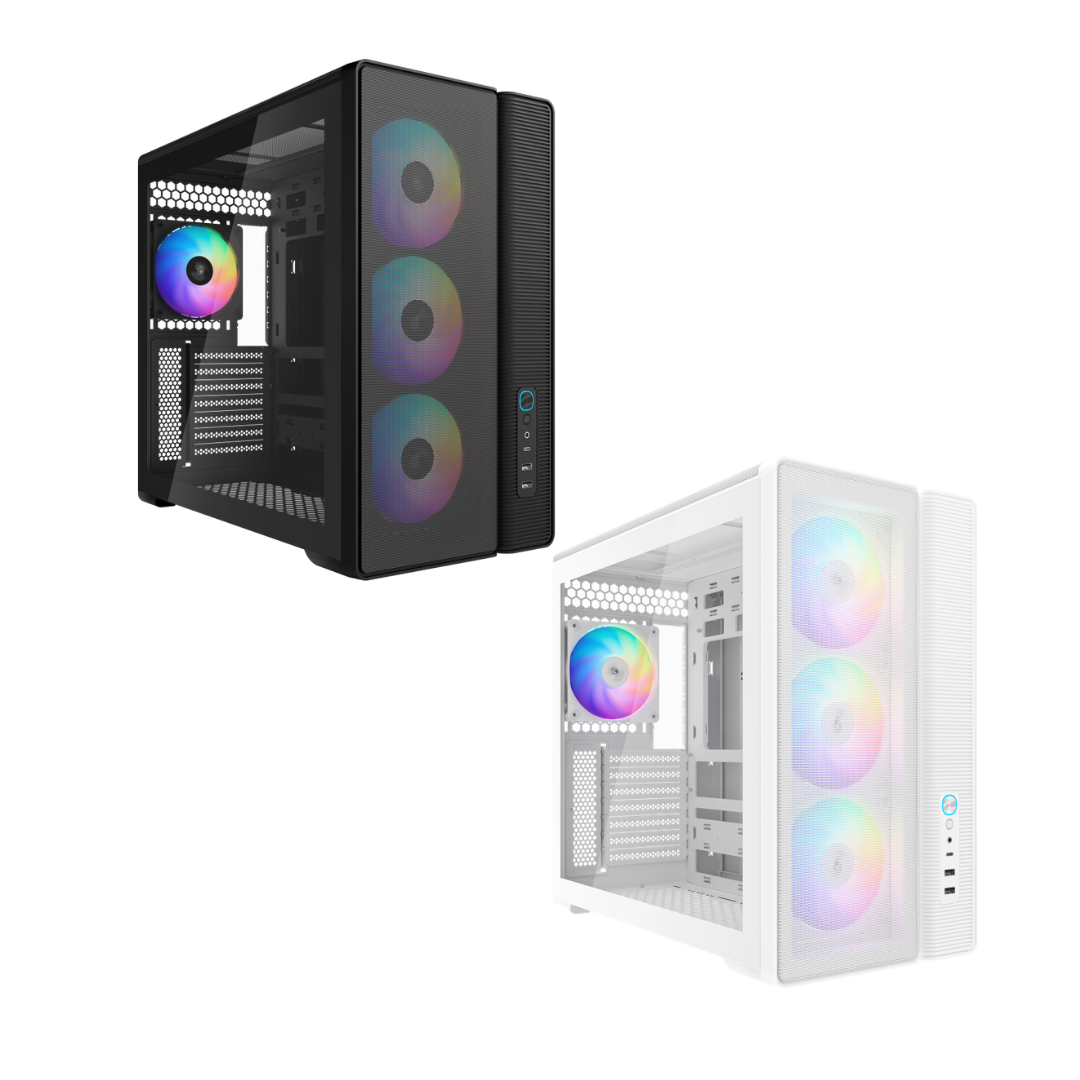 Sama S50 Dual-Chamber TG ATX MidTower Case + 4 ARGB Fans  USB-C