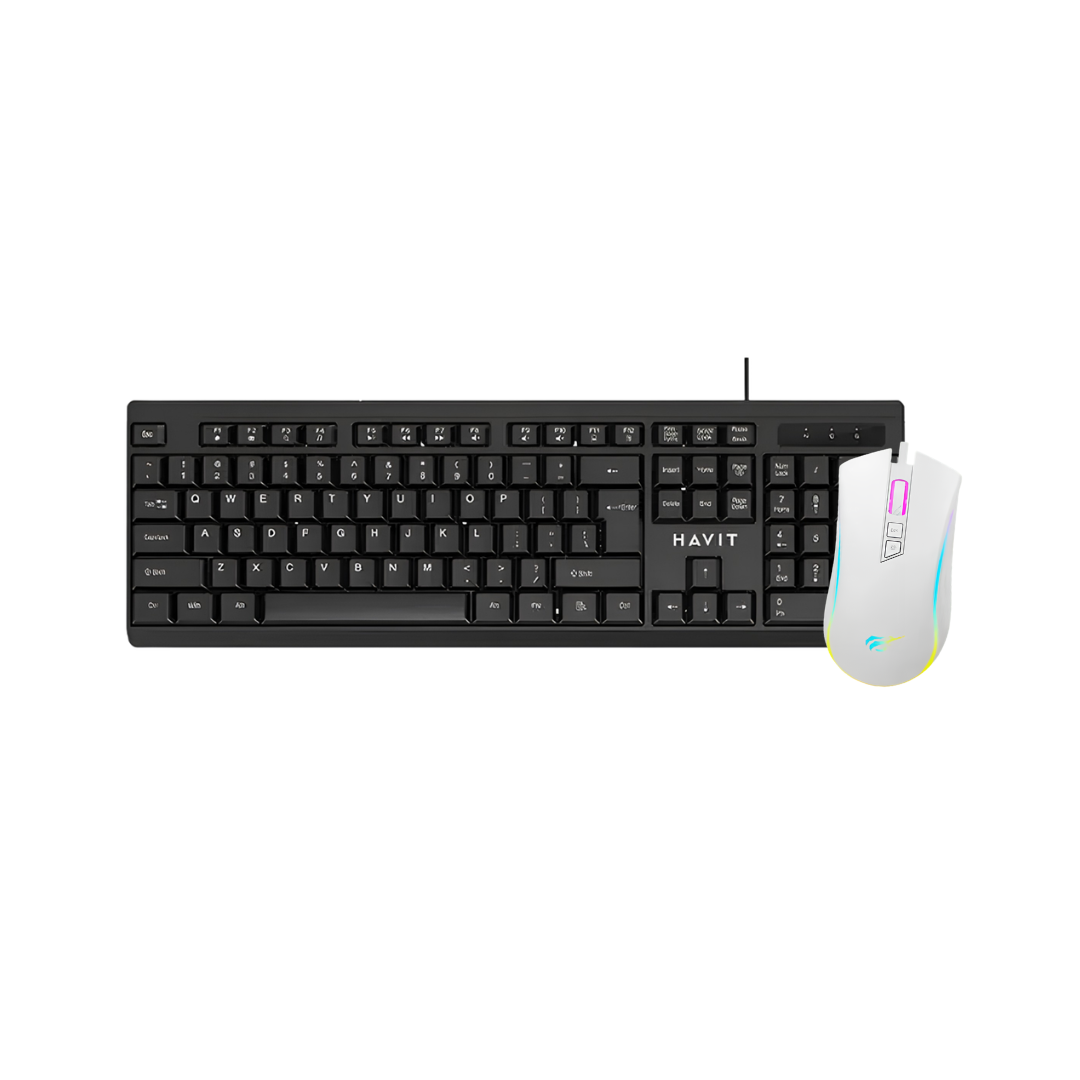 Havit Gamenote HV-KB376 and HV-MS1034 White RGB Backlit Keyboard and Mouse Combo
