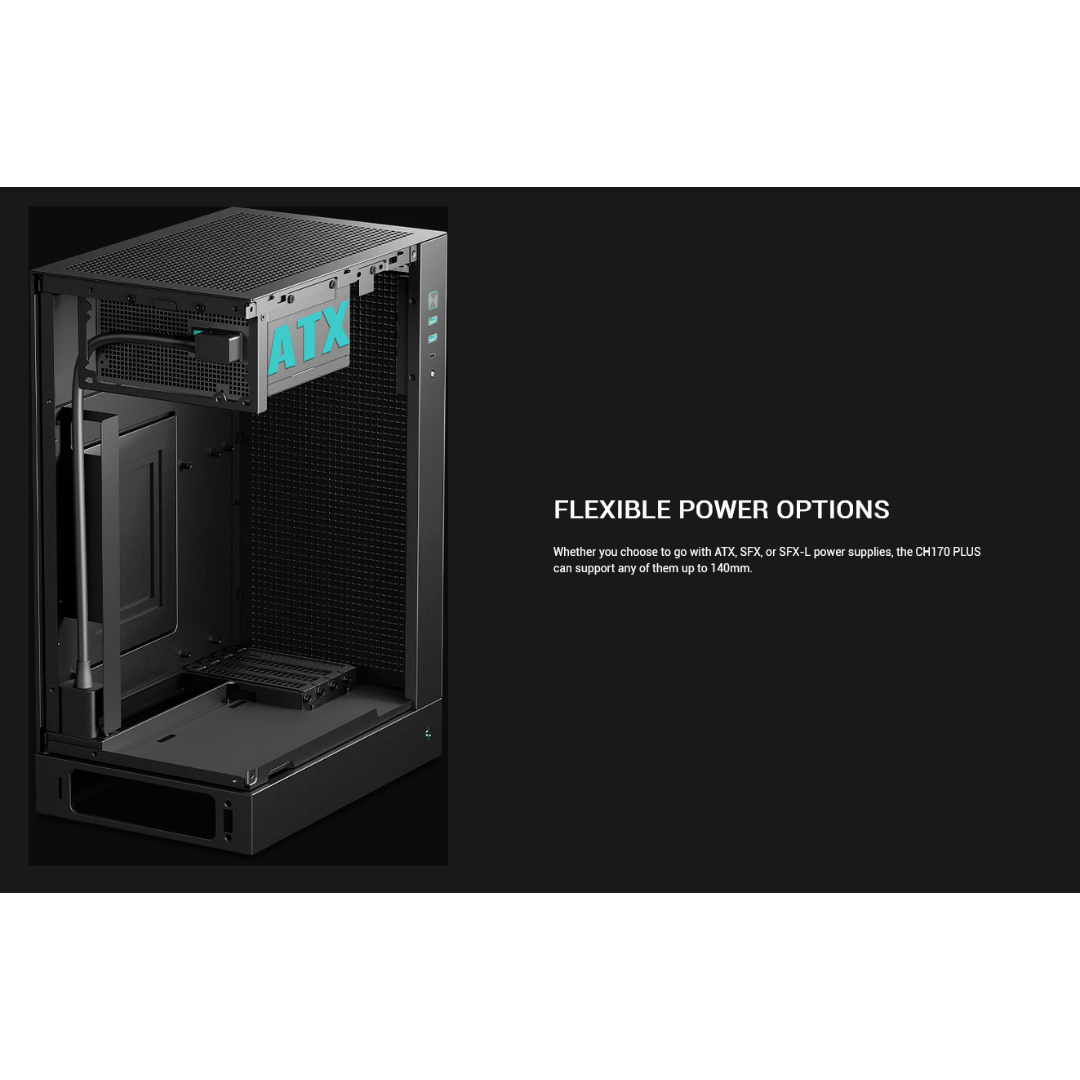Deepcool CH170 PLUS Vertical MATX Case ( Black R-CH170-BKNGMO-G / White R-CH170-WHNGMO-G )