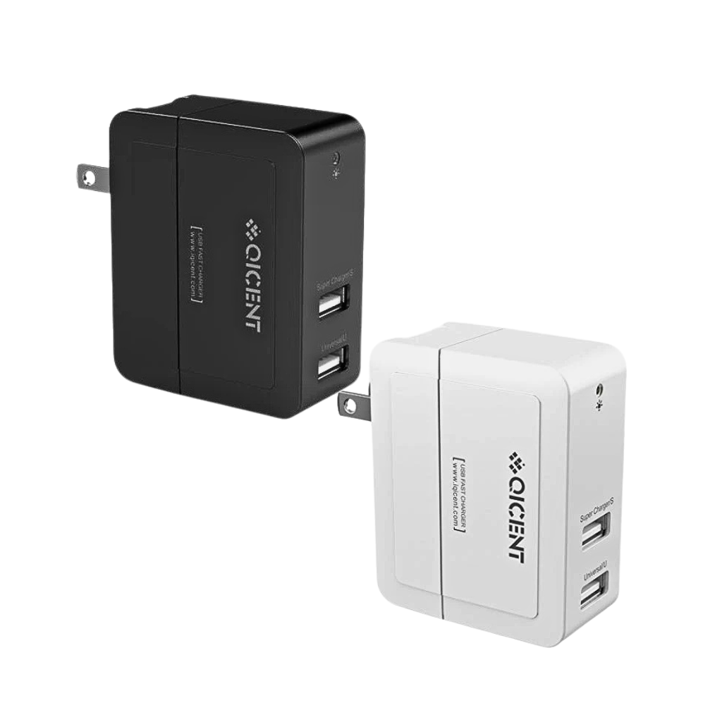 QICENT 2 Port USB Charger WA-2U-US ( Black WA-2U-US-BK / White WA-2U-US-WH )
