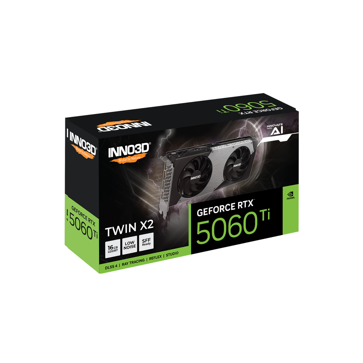 Inno3D RTX 5060 Ti TWIN X2 16GB GDDR7 Graphics Card Black N506T2-16D7-191073N