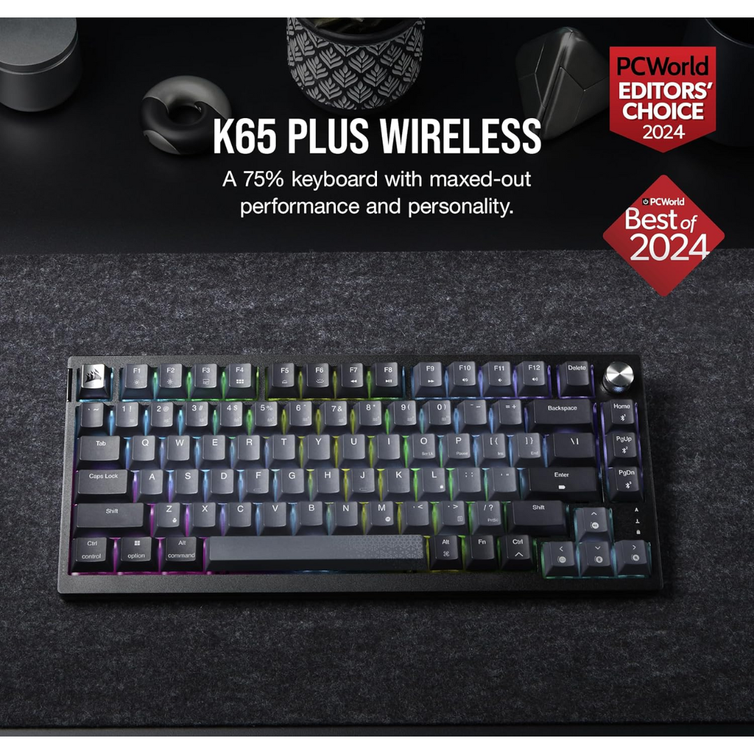 Corsair K65 Plus Wireless 75% RGB MX RED Mechanical Gaming Keyboard CH-91D401L-NA