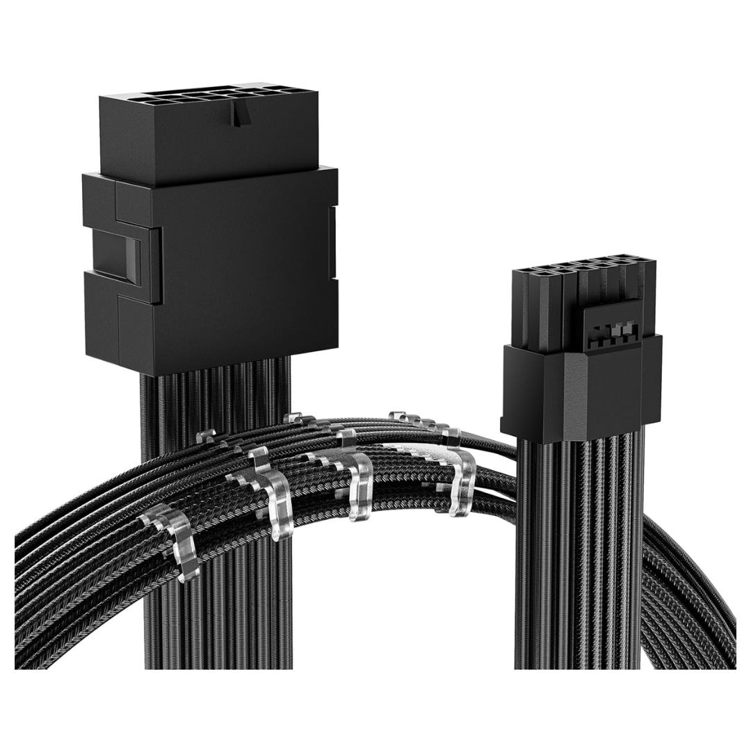 Asiahorse 12VHPWR PCIE 5.0 1-to-1 12+4/12+4PIN Cable Extension (Black/White)