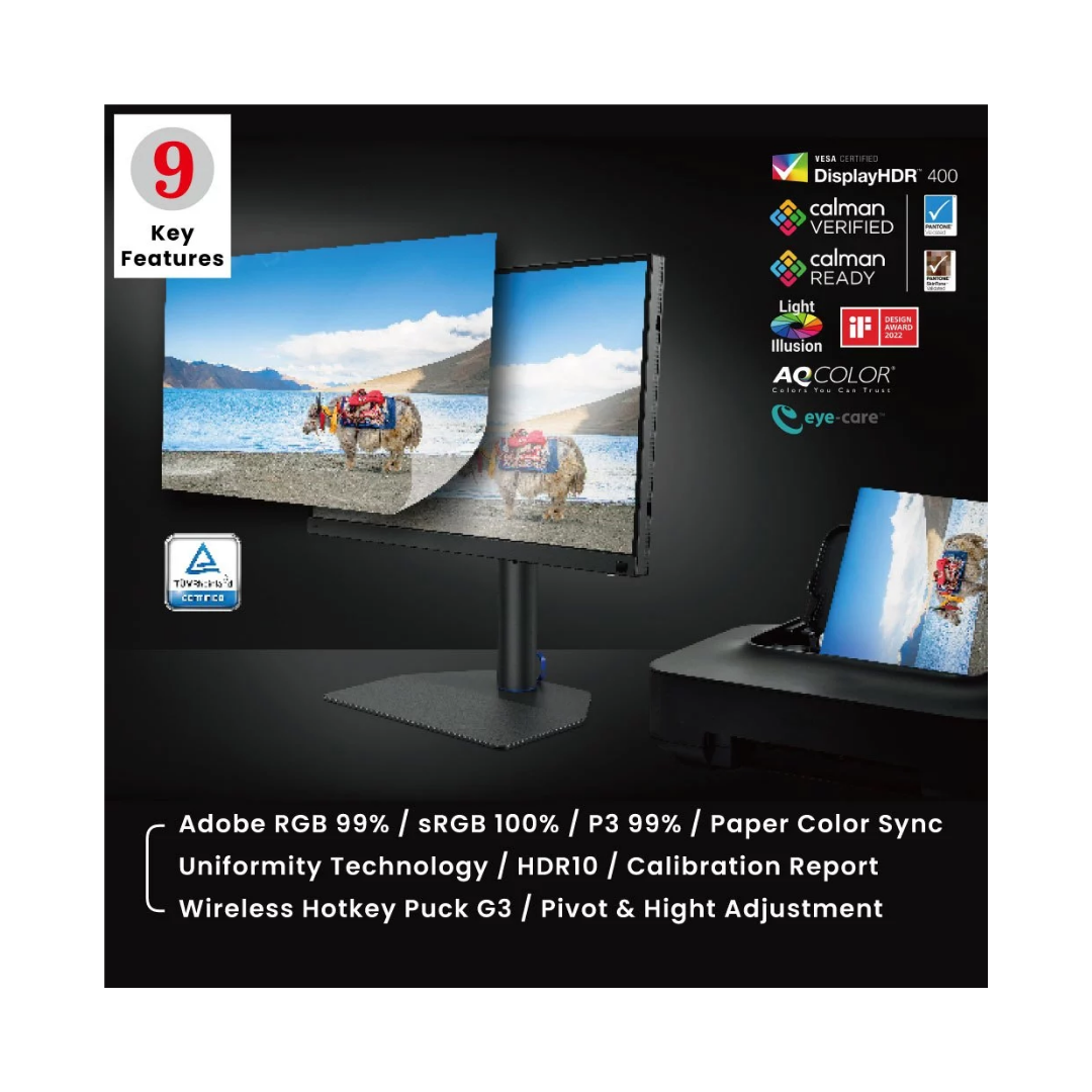 BenQ SW272U 27-inch 4K 100% sRGB 99% Adobe RGB 99% P3 90W USB-C Photographer Monitor