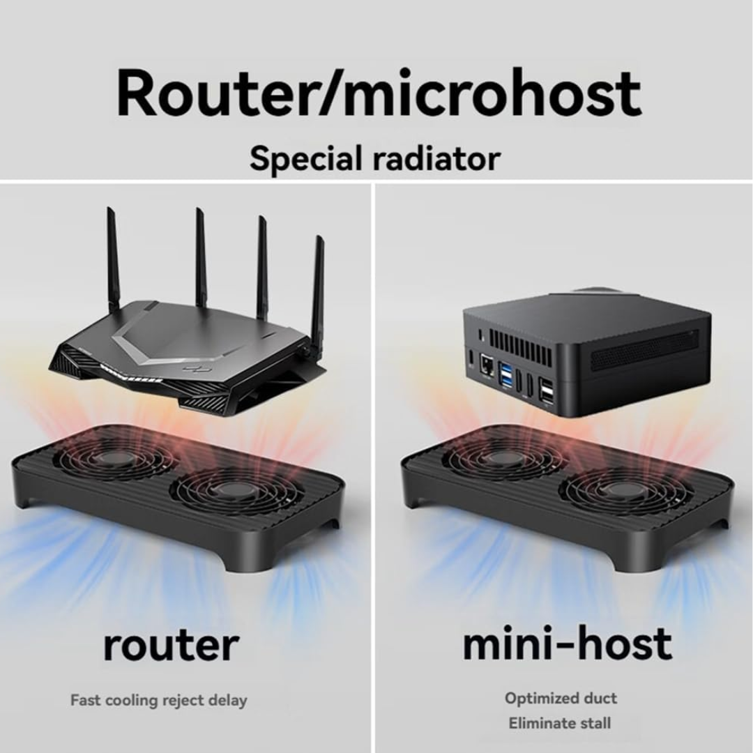 Z-X4 Router Cooler Quiet High Speed Cooling Pad 2X140mm Fan