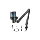 Maono DM40 Pro S Wireless RGB Condenser Gaming Desktop Microphone with Boom Arm