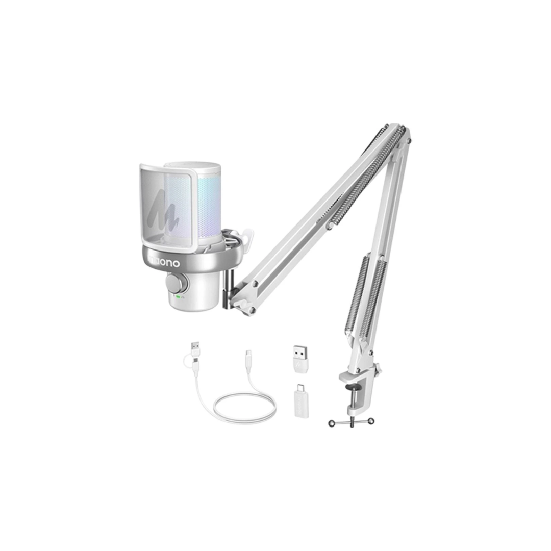 Maono DM40 Pro S Wireless RGB Condenser Gaming Desktop Microphone with Boom Arm