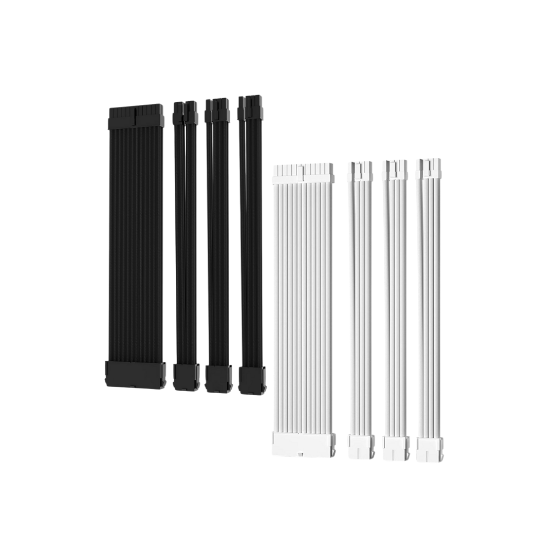 Asiahorse 4 Kit 18AWG PSU Sleeved Cable Extension Kit (Black/Snow White)