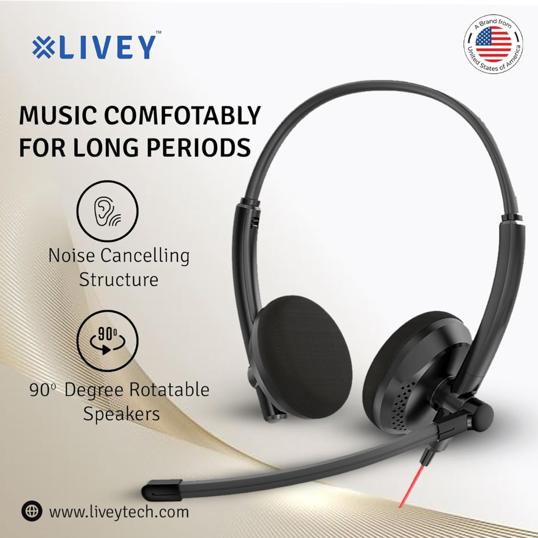 Livey LT-410DU USB Stereo Headset Black