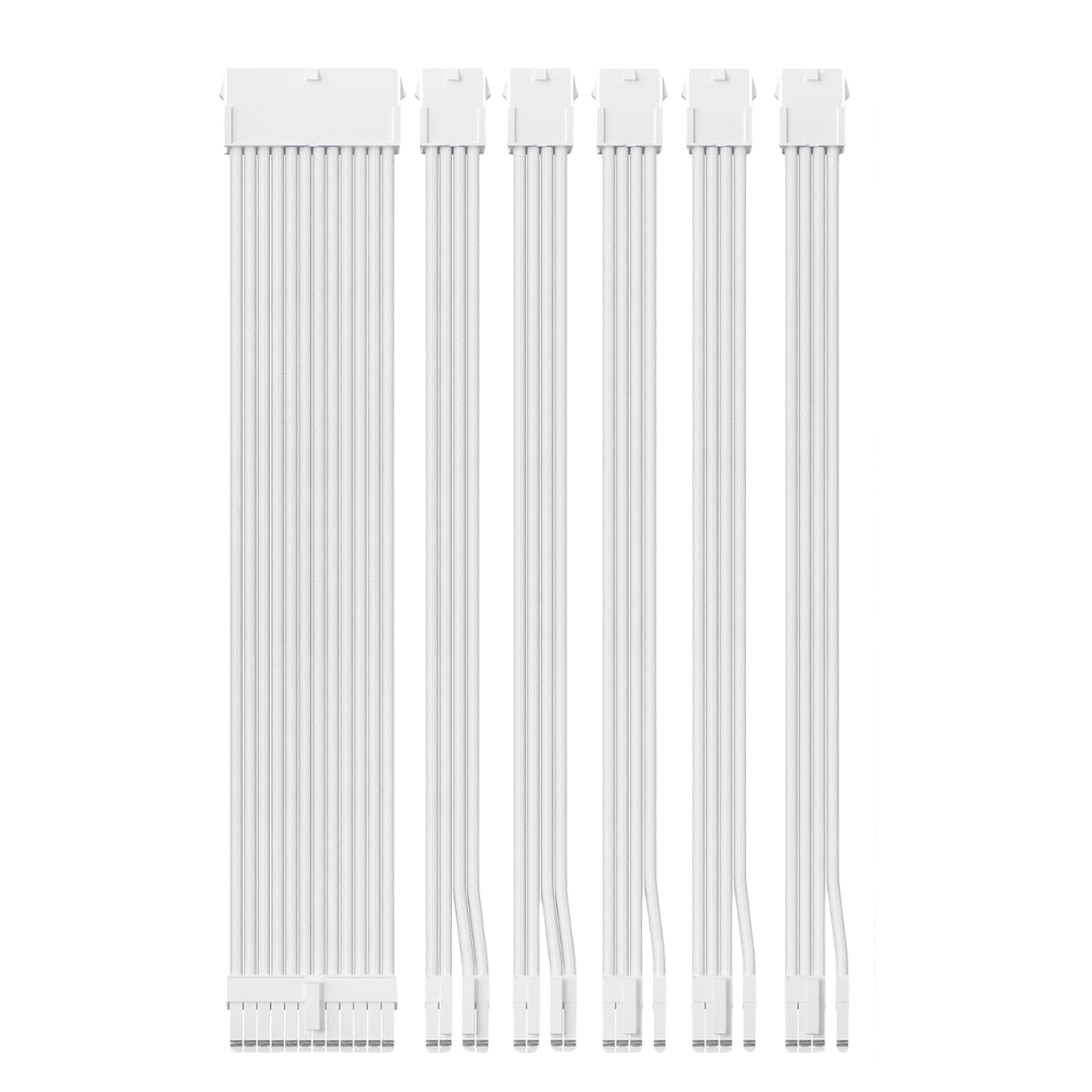 Asiahorse 6 Kit 16AWG PSU Sleeved Cable Extension Kit (Black/Snow White)