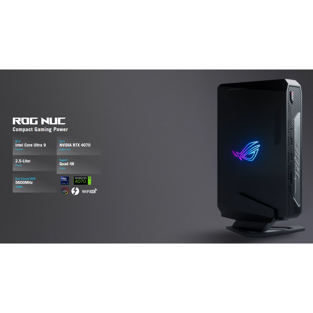 Asus ROG NUC Core Ultra 7 155H | 16GB DDR5 | 512GB NVMe | RTX 4060 | Windows 11 Home | Gaming Desktop Computer RNUC14SRKU7168A1I