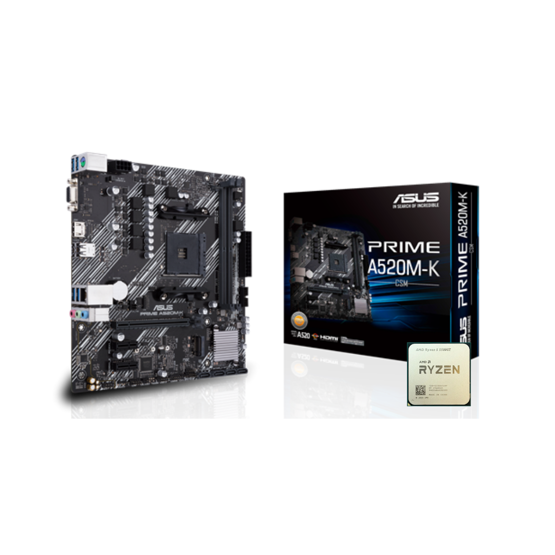 AMD Ryzen 5 5500GT 6-Core Processor MPK + Asus Prime A520M-K/CSM