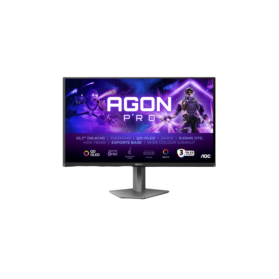 AOC Agon Pro AG276QZD2 QD OLED 26.5" QHD (2560x1440) 240Hz 0.03ms Adaptive Sync Gaming Monitor (Black & Grey)