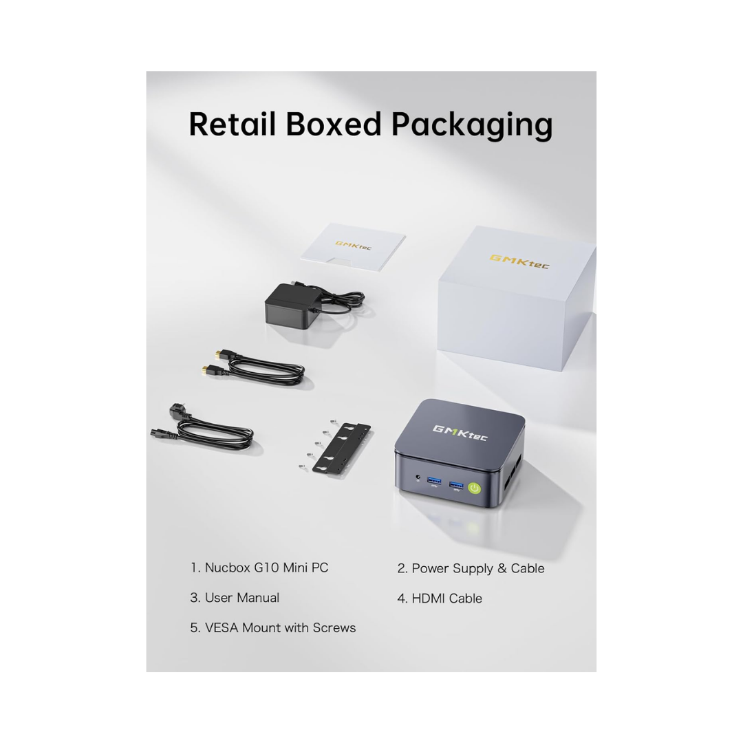 GMKtec G10 Nucbox Mini PC (Black) AMD Ryzen 5 3500U | 16GB RAM | 512GB SSD | Windows 11 Pro | hdmi Usb-C