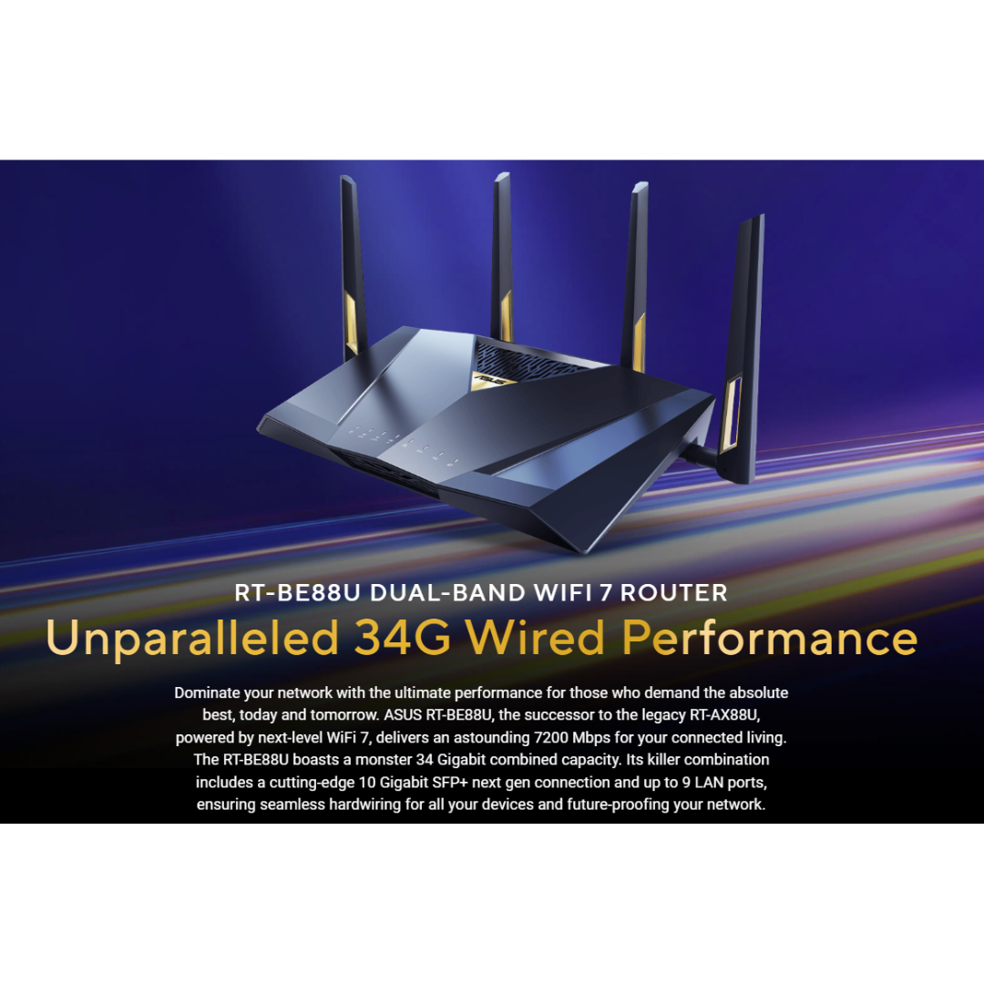 Asus RT-BE88U BE7200 Dual Band WiFi7 Extendable Router