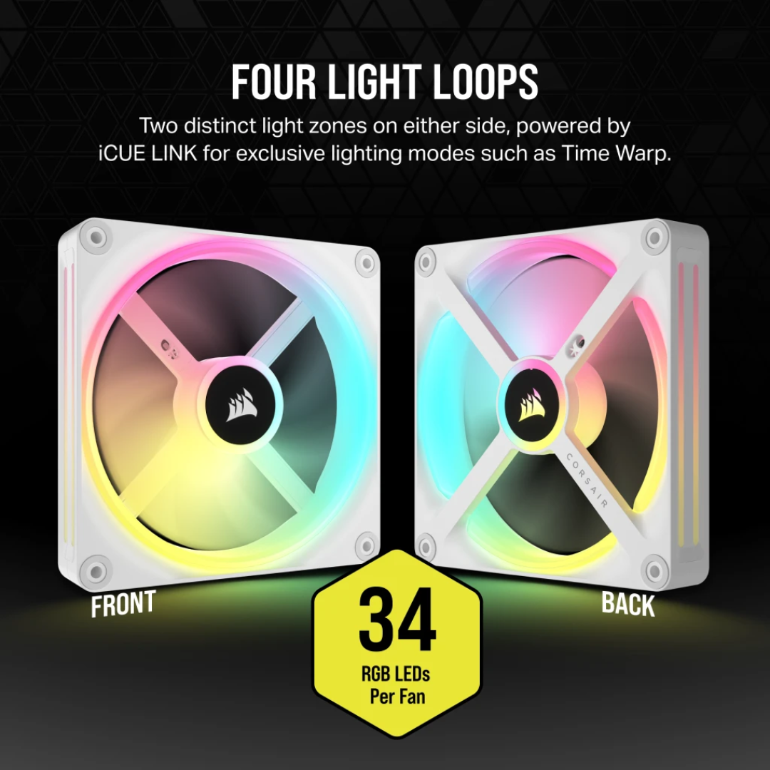 Corsair iCue Link QX140 RGB 140mm PWM PC Fans Starter Kit with iCUE LINK System Hub White CO-9051008-WW