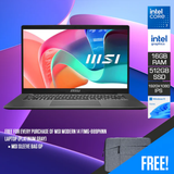 MSI Modern 14 F1MG-889PHNN Laptop (Platinum Gray) | 14" IPS FHD 1920x1080 | Intel Core 7-150U | 16GB RAM | 512GB SSD | Intel Graphics | Windows 11 Home | MSI Sleeve Bag