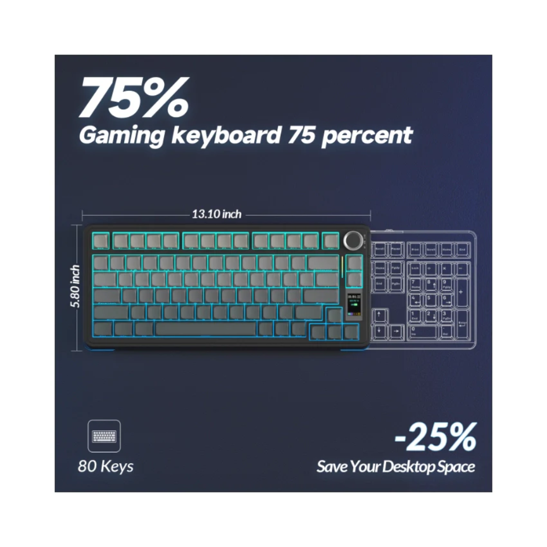 Aula S75 Pro Black Star Vector Mechanical Keyboard 80 Keys Gradient Gray