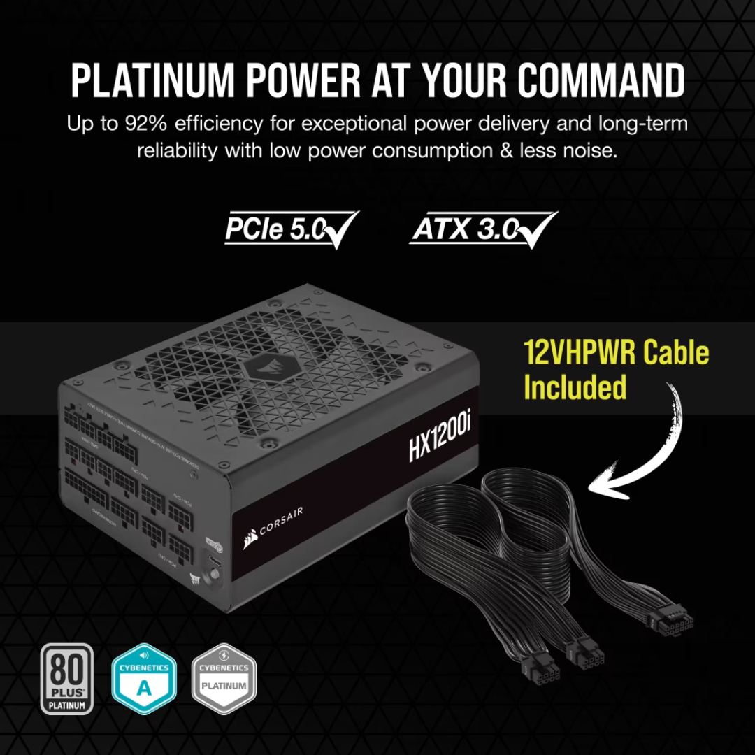 Corsair HX1200i 80PLUS PLATINUM 1200W ATX電源　 CORSAIR HXi Series HX1200i 80 PLUS Platinum ATX 3.1 \u0026 PCIe 5.1 ATX Power  Supply