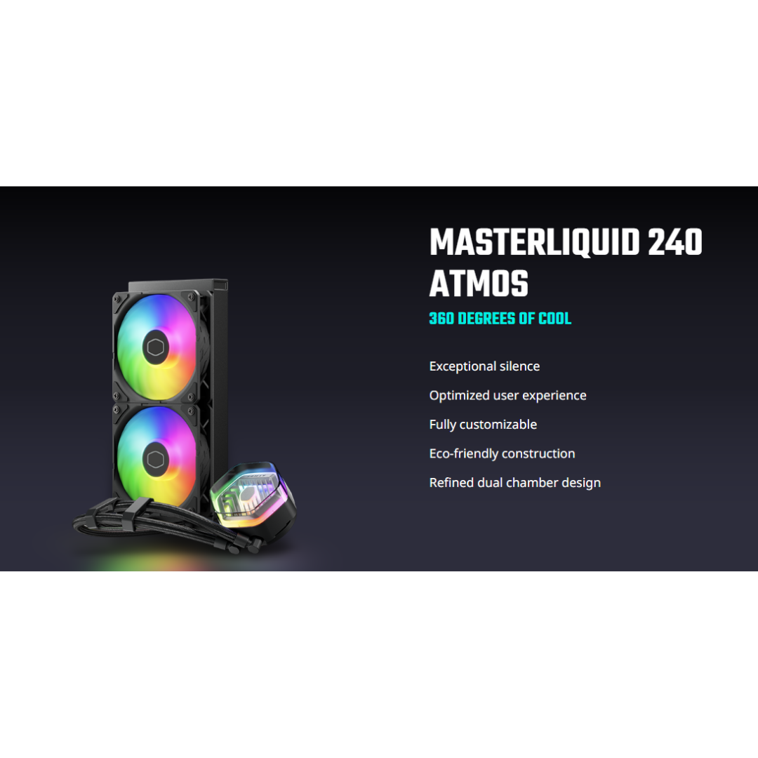 Cooler Master Masterliquid 240 Atmos Black ARGB 240mm Close-Loop AIO Liquid CPU Cooler MLX-D24M-A25PZ-R1