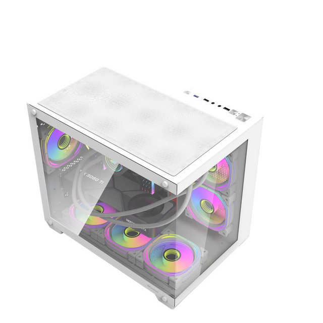 DarkFlash C285MP V2 mATX PC Case Tempered Glass Panoramic Side Transpa ...