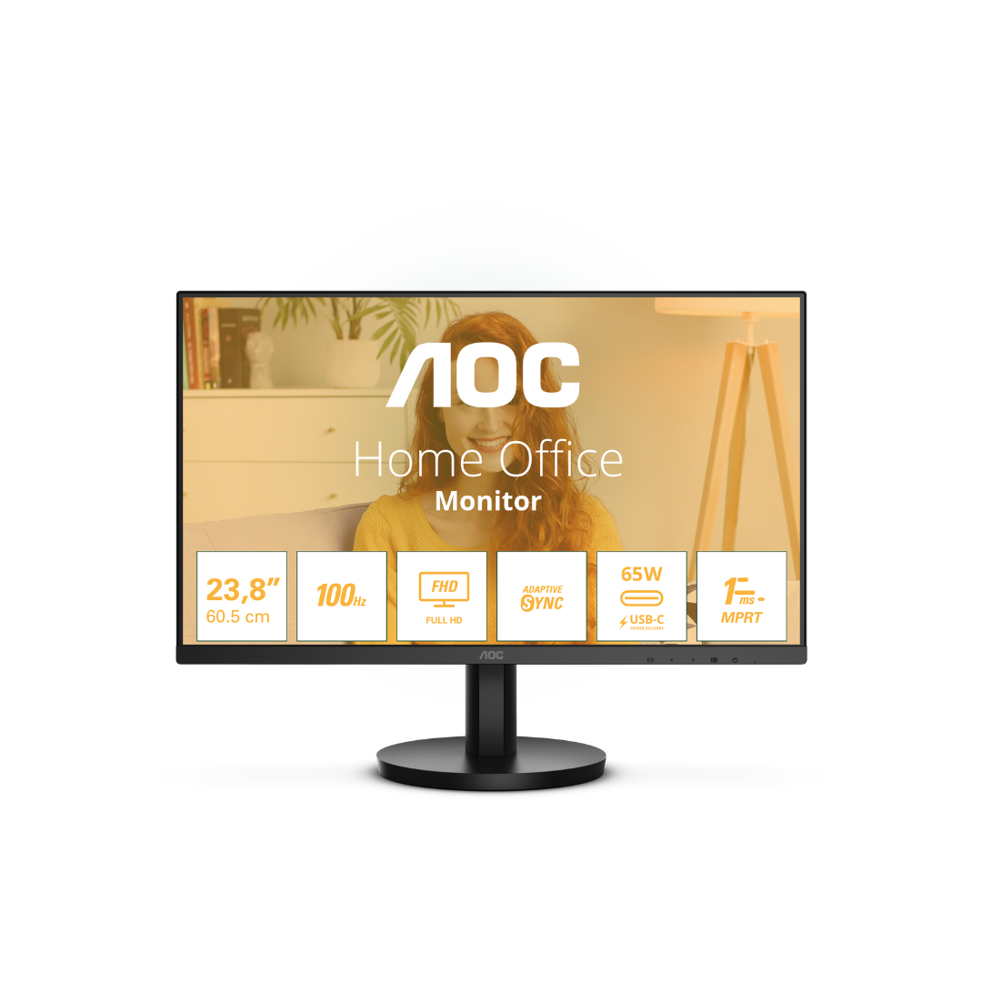 AOC 24B3CA2 23.8" IPS 100Hz FHD (1920x1080) 1ms MPRT Flat Monitor HDMI USB-C Spkr