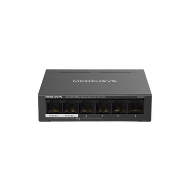 Mercusys MS106LP 6-Port 10/100Mbps Desktop Switch 4-Port PoE+ Extend and Isolation Mode 40W PoE Budget Plug and Play