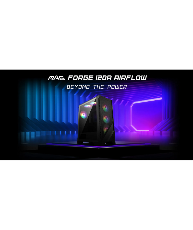 MSI MAG Forge 120A Airflow ATX TG Case with 6X120mm Rainbow Fan