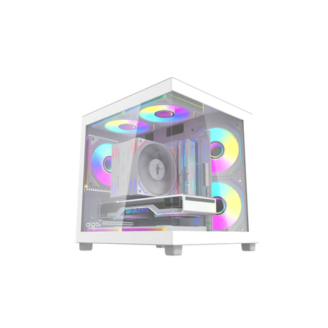 Aigo Apollo A275 Panoramic Glass mATX PC Case + 3 White Led Fans ( Black | White )