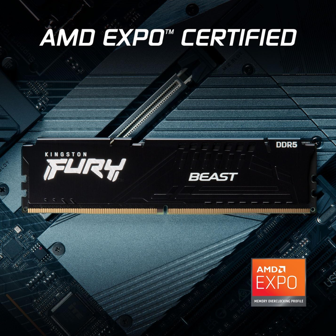 Kingston Fury Beast RGB 64GB 32Gx2 DDR5 6000MT/s CL30 KF560C30BBAK2-64 Desktop Memory