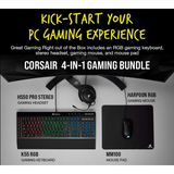 Corsair 4-in-1 Bundle K55 PRO+Harpoon+MM100+HS50 Mouse+Keyboard+Headset+Mousepad CH-9226A65-NA