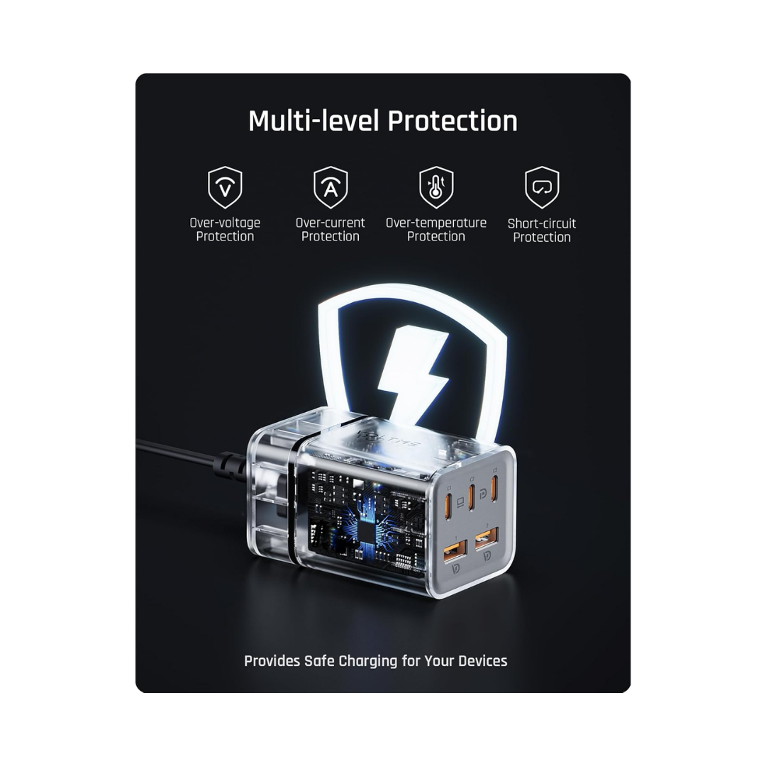 Voltme Vito Go EzTravel Desktop Charger 75 W USB C Charger Power Supply GaN Charger, PD3.0 5-Port Multiple Fast Charger F4014