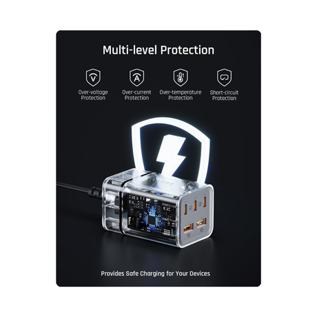 Voltme Vito Go EzTravel Desktop Charger 75 W USB C Charger Power Supply GaN Charger, PD3.0 5-Port Multiple Fast Charger F4014