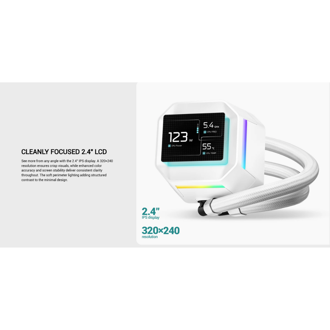 DeepCool LM360 360mm 6th Gen ARGB Liquid Cooler with 2.4" LCD Screen ( Black R-LM360-BKDMMC-1 | White R-LM360-WHDMMC-1 )