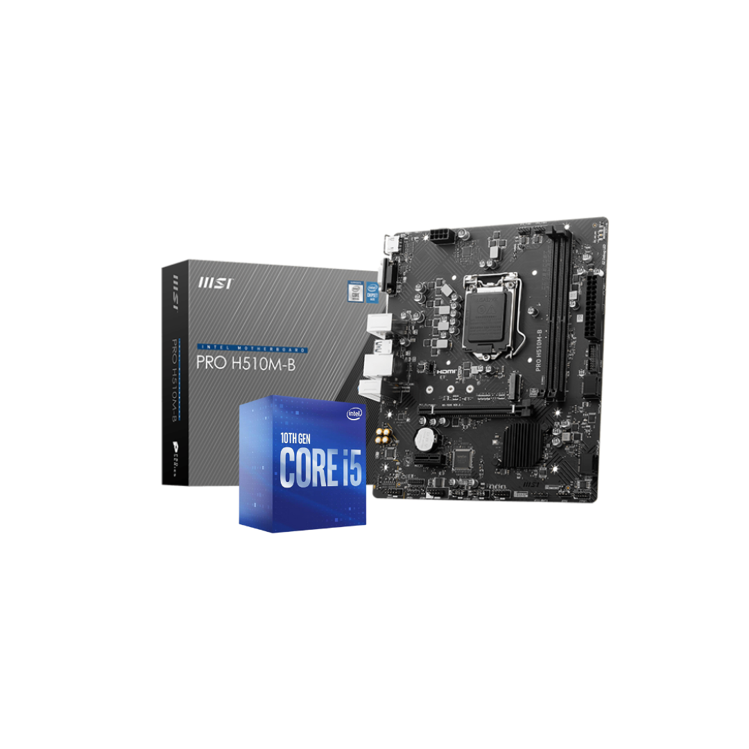 Intel Core I5-10400 Processor + MSI PRO H510M-B (LGA 1200) Motherboard