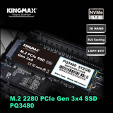 Kingmax PQ3480 M.2 512GB PCIe 2280 NVMe SSD Gen3x4 KMPQ3480-512G Read Up to 2300MB/s, Write Up to 1700MB/s, 3D NAND, SLC Caching Technology