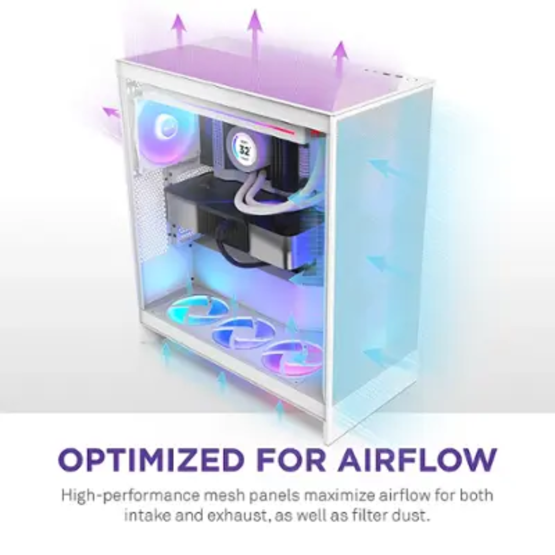 NZXT H7 Flow TG Mesh 2024 ATX White Case CM-H72FW-01