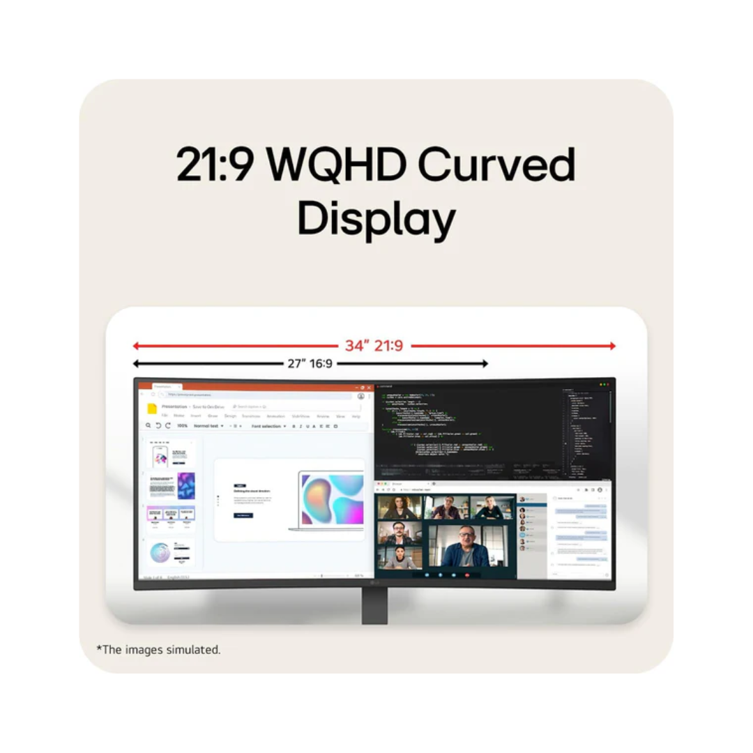 LG UltraWide 34U640B-B 34" WQHD (3440x1440) 144Hz 5ms GTG VA Curved Gaming Monitor with Tilt & Height Adjustment