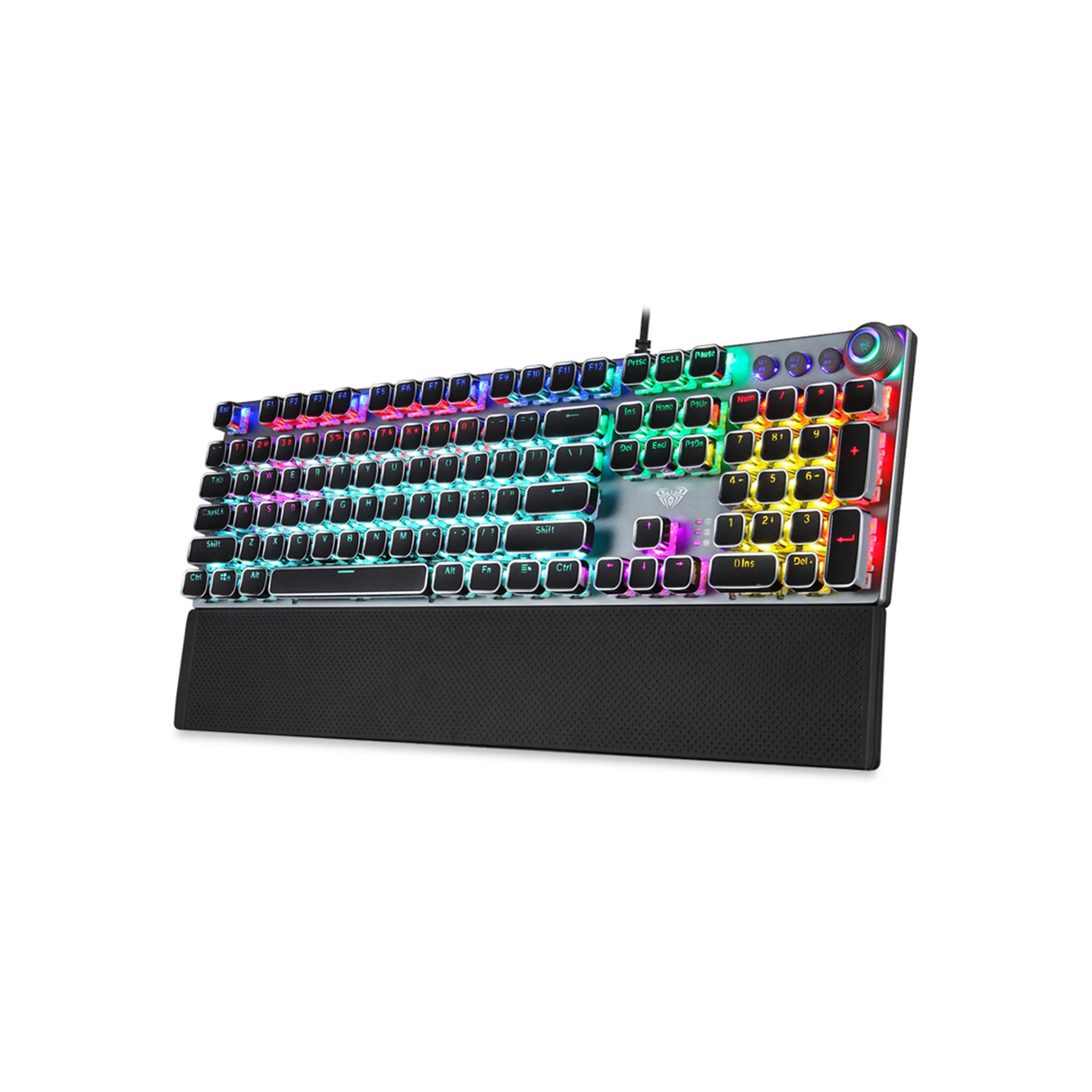 Aula F2088 Multimedia Durable Metal Panel BLACK 108 KEYS with Magnetic Wrist Wrest Mechanical Gaming Keyboard