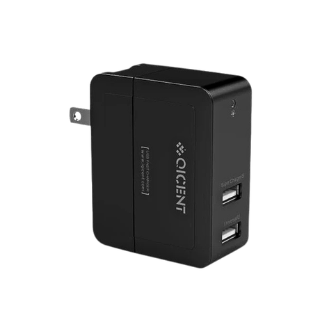 QICENT 2 Port USB Charger WA-2U-US ( Black WA-2U-US-BK / White WA-2U-US-WH )