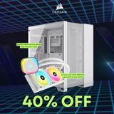 Corsair 6500D Airflow White Dual Chamber Case CC-9011260-WW ( No Box ) + Corsair iCUE H100i RGB Elite Liquid CPU Cooler White CW-9060078-WW