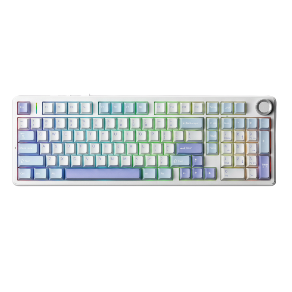 Aula F99 Pro Tri-Mode 96% 100-Key Gasket-Mounted Mechanical Keyboard with Knob (Star Vector Switch) (Light Blue/White/Purple)
