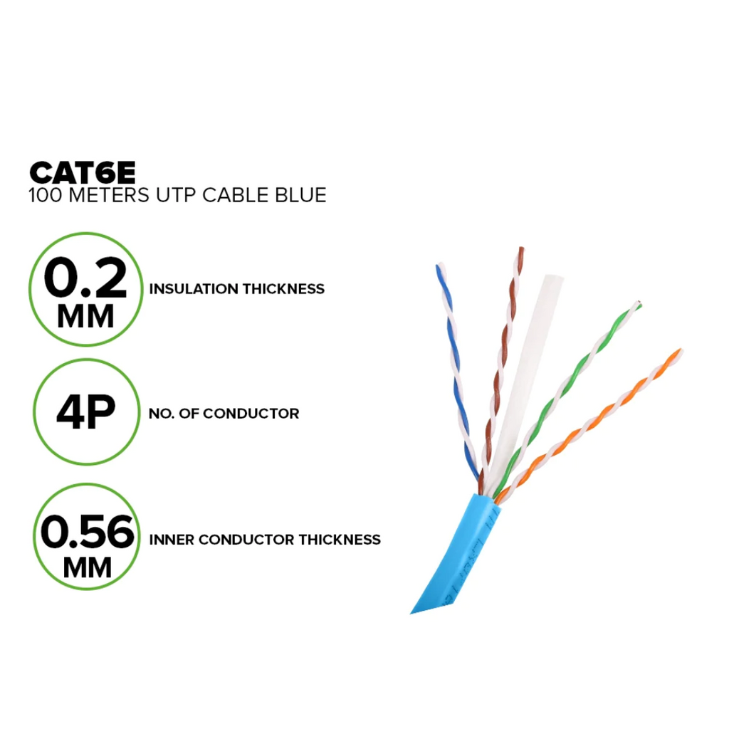 PowerLogic Cat6 Indoor 100m UTP Lan Cable Copper Clad 24AWG .45 CCA Bl ...