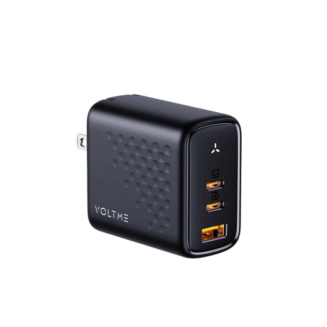 Voltme Revo 65 EVO Bundle | 65W GaN USB-C + USB-A Fast Charger | Triple Port Compact Adapter – US Plug | High-Speed Charging for Phone, Tablet, Laptop V2069
