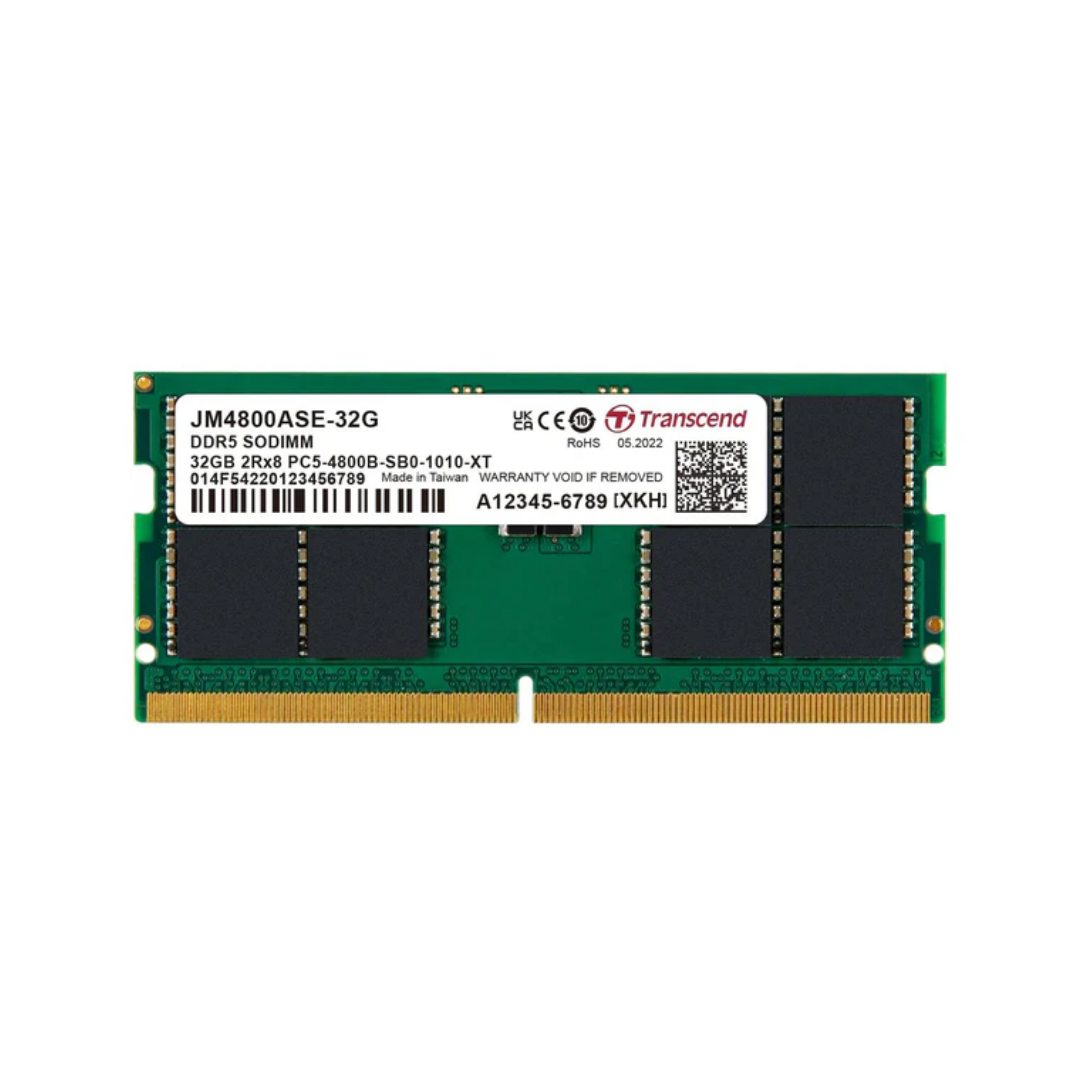 Transcend 32GB DDR5 4800MTs SoDimm 2Rx8 CL40 1.1V JM4800ASE-32G Laptop Memory