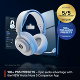 SteelSeries Arctis Nova 5P Wireless Gaming Headset For PC/PlayStation/N-Switch/Mobile (White) 61674