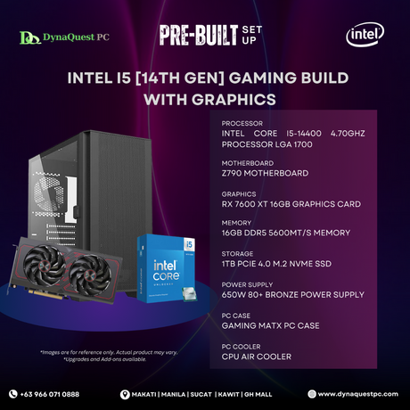 Intel Core i5-14400 | Z790M | 16GB DDR5 RAM | 1TB NVMe SSD | RX7600 XT 16G GPU | 650W Gold PSU | Bitfenix mATX Case | 120mm Air Cooler | CPU Package