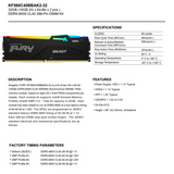 Kingston Fury Beast RGB 32GB (2x16GB) DDR5 6000MT/s CL40 KF560C40BBAK2-32 Desktop Memory